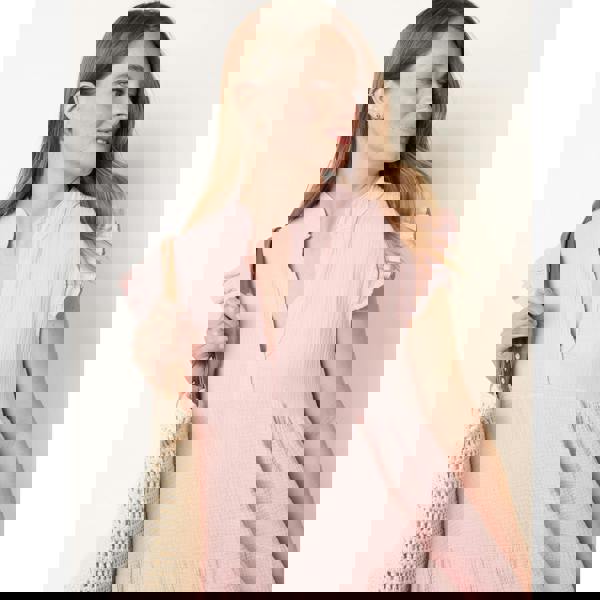 Blue Vanilla Cheesecloth Frill Sleeve Tunic