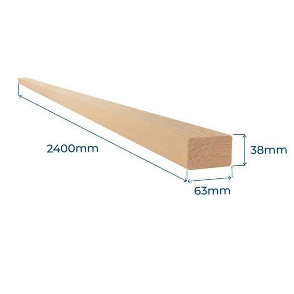 Snowdon Timber Untreated 3x2" CLS Timber - Smooth Planed Studwork Wood (T) 38mm (W) 63mm (L) 2.4m
