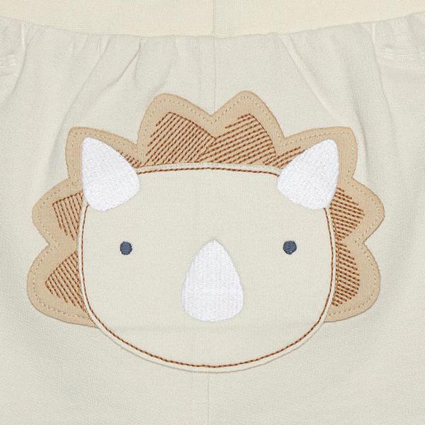 Mini Cuddles Baby Boys Knit Shorts With Dinosaur Applique, Off White