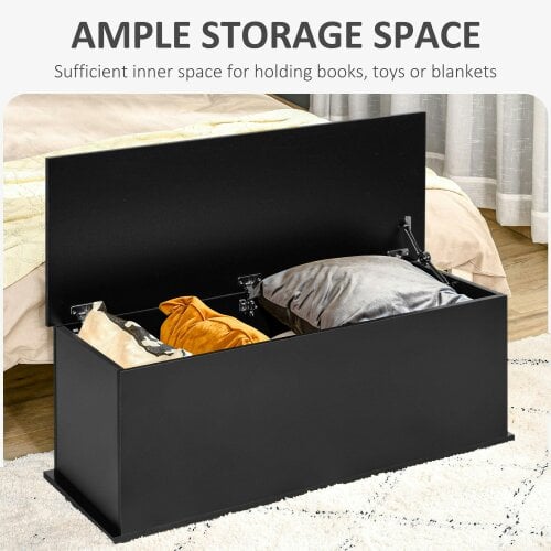 Wyld Haus Leretteo Black Large Storage Chest With Flip Top Lid And Safety Hinges 113 Litre