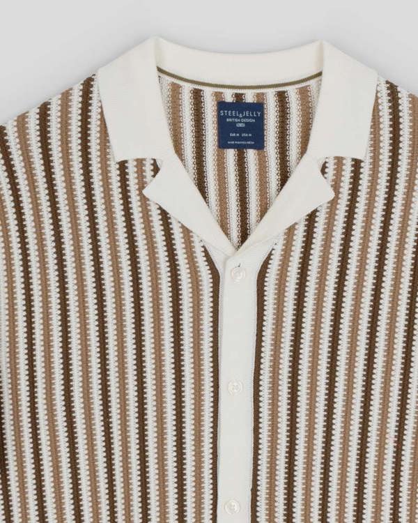 Steel & Jelly Stanmore - Tonal Stripe Knitted Short Sleeve Shirt