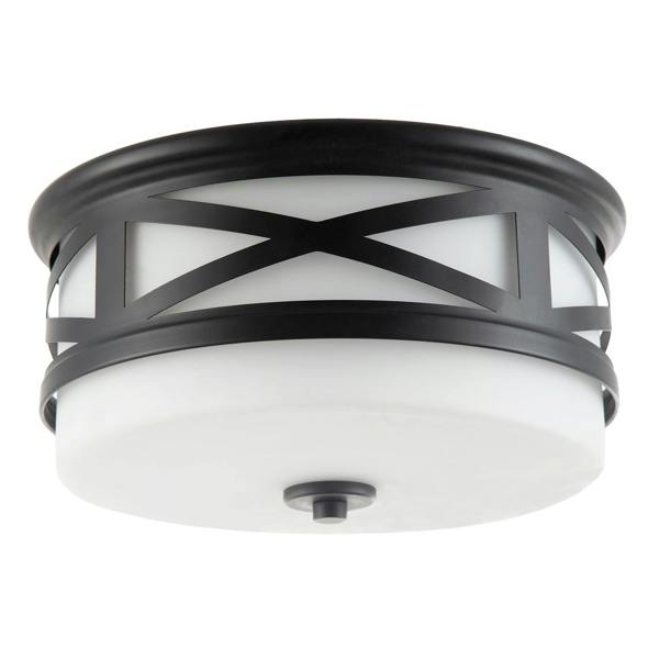 Vintage Classic Bathroom Flush Ceiling Light Fitting in Matte Black Image 1