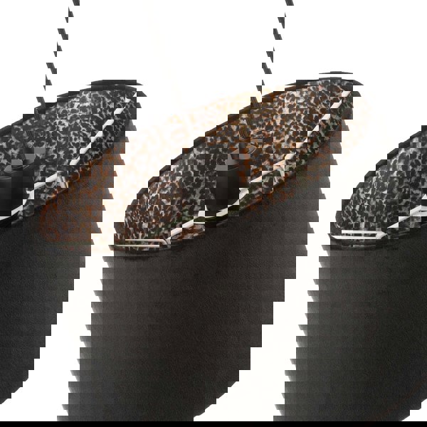 Black Velvet Lamp Shade with Inner Leopard Print Satin Shimmer Lining Image 3