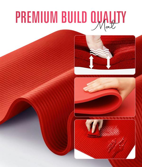 ROMIX Yoga Mat 10mm Thick, 180 x 60cm Non Slip Foam Exercise Mat with Carry Bag and Strap