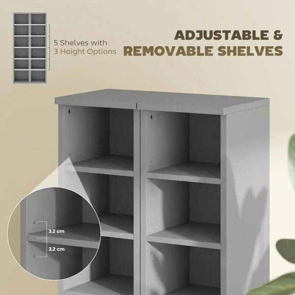 Bobobiy Set of 2 CD Media Display Shelf Unit Tower Rack with Adjustable Shelves, Light Grey