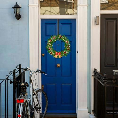 Shatchi 38cm Black Metal Wreath Hanger for Door Displays and Year-Round Home Organisation
