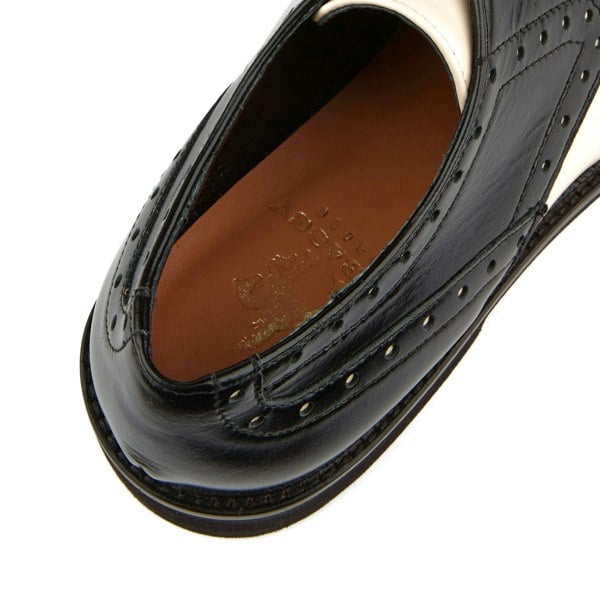 Embassy London Eton - Cream & Black - Women's square toe leather lace up in white & black