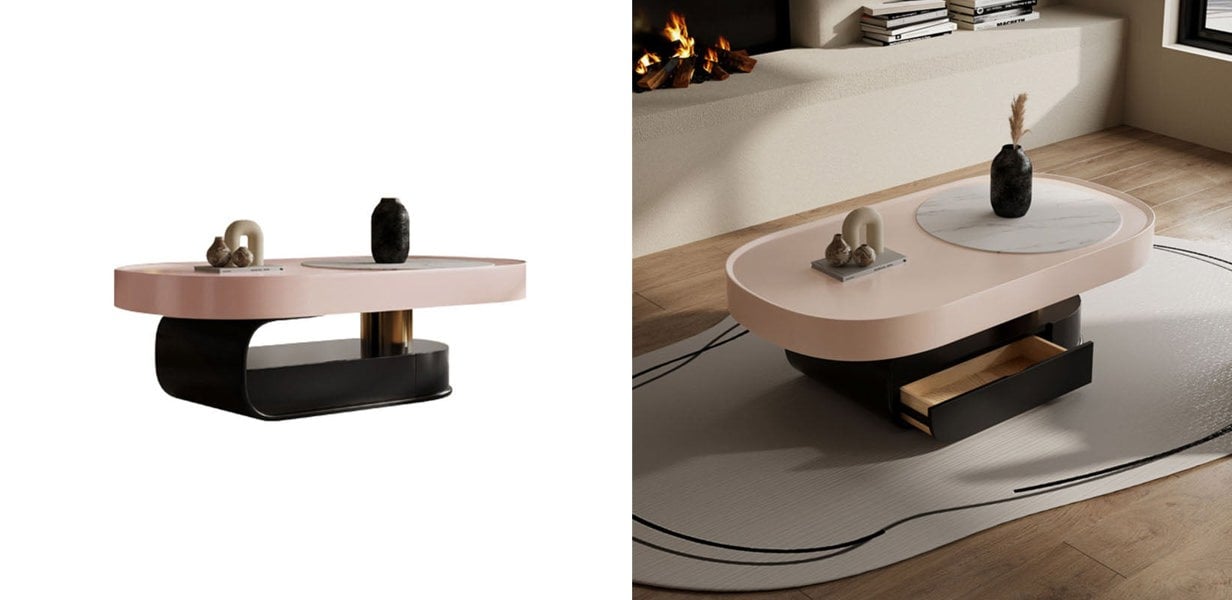 Tessa Coffee Table, With storage, Pink-Ritconcept-Rit Concept