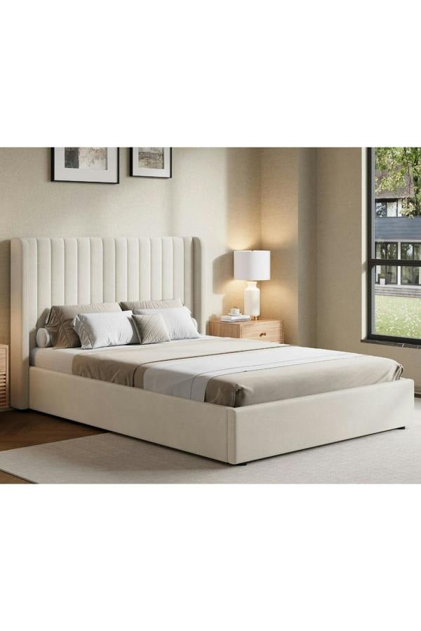 Groundlevel Belgravia Velvet Upholstered Gas Lift Ottoman Bed Frame