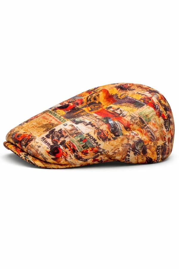 Monaco Beige Printed Flat Cap - Claudio Lugli Shirts