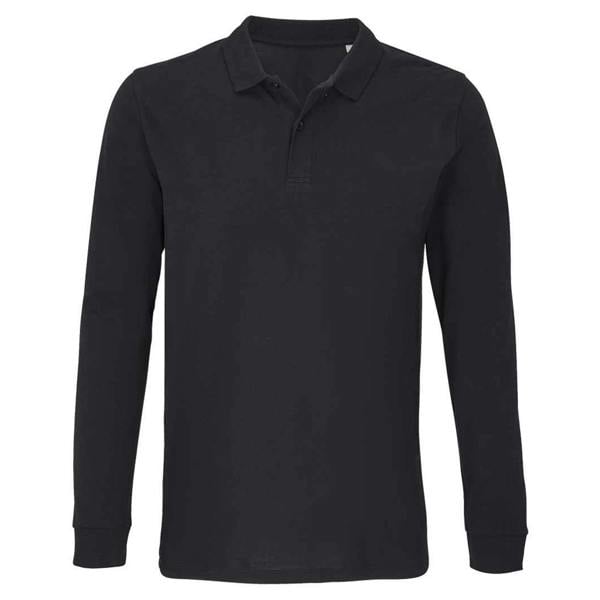 SOLS Unisex Adult Planet Long-Sleeved Polo Shirt - Black