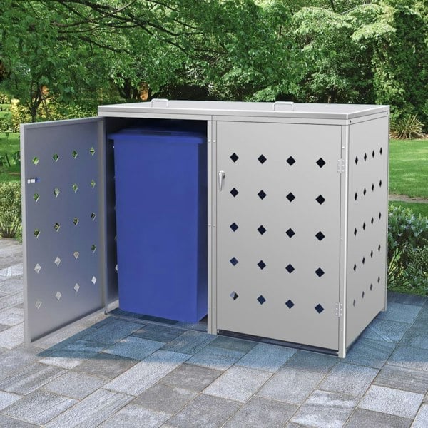 Berkfield Double Wheelie Bin Shed 240 L Stainless Steel