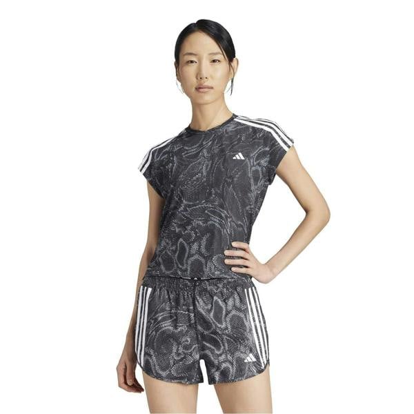 Adidas Womens/Ladies Snake Print Aeroready Running T-Shirt - Black - 