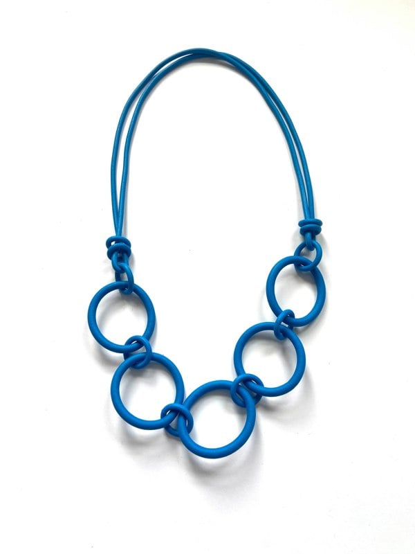One Of A Kind Club Blue chunky rubber short necklace