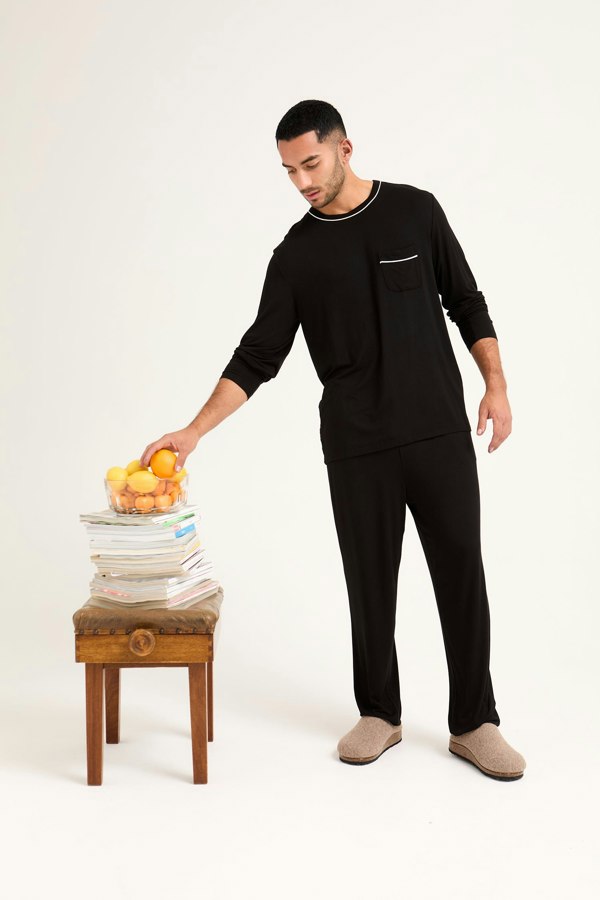 Mister You Bamboo Pyjama Set in Black - Pajamas