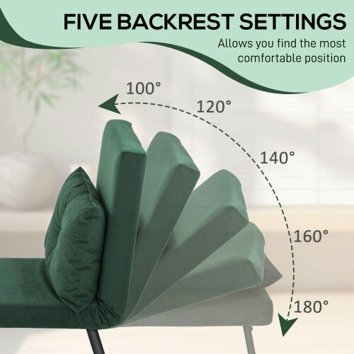Wyld Haus Zifayo Velvet Green 4 In One Convertible Single Chair Bed With Cushion