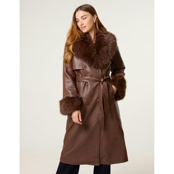 Blue Vanilla Faux Fur Cuff & Collar Coat