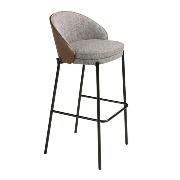 Angel Cerdá Grey and Walnut Fabric Stool 4127