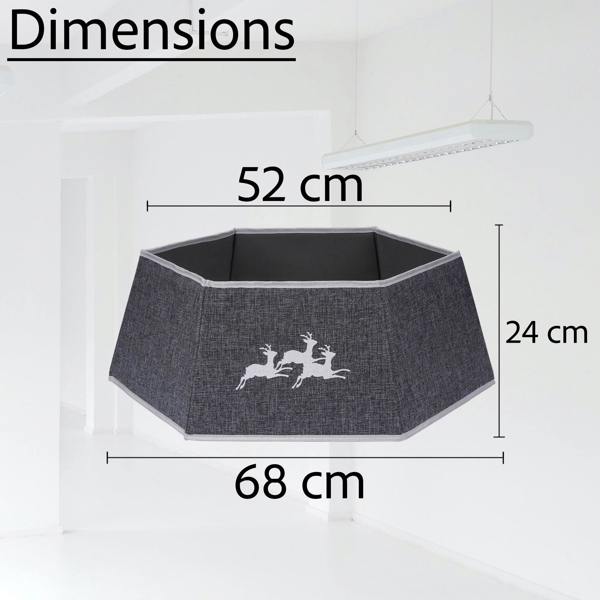 26.8 Inch Hexagonal Fabric Christmas Tree Collar in Grey, Foldable Tree Stand Cover image 9