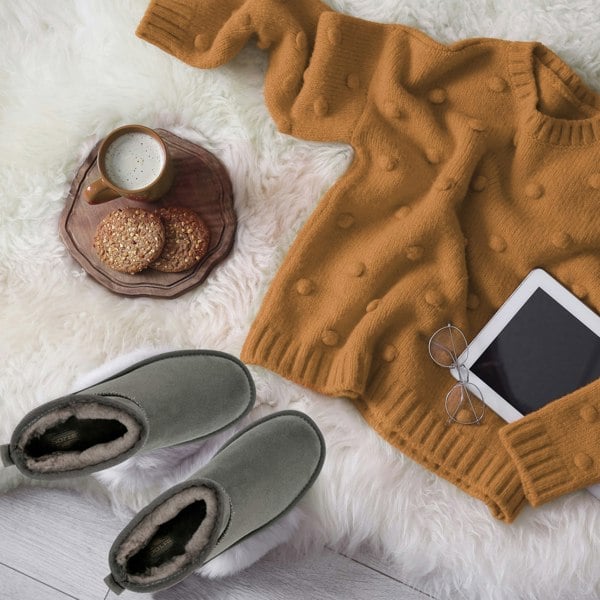 VIVA Women's Faux Fur Lined Boot Slippers - Memory Foam Anti-Slip Sole