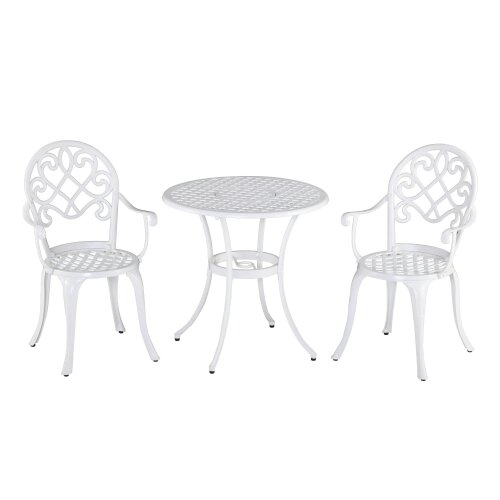 Wyld Haus Safa 3 Piece Elegant Aluminium Garden Bistro Set In White