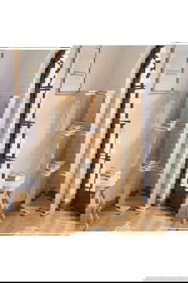 Living and Home 4-Tier L-shaped Corner Bookshelf Wooden Storage Rack Bookcase Holder Organizer