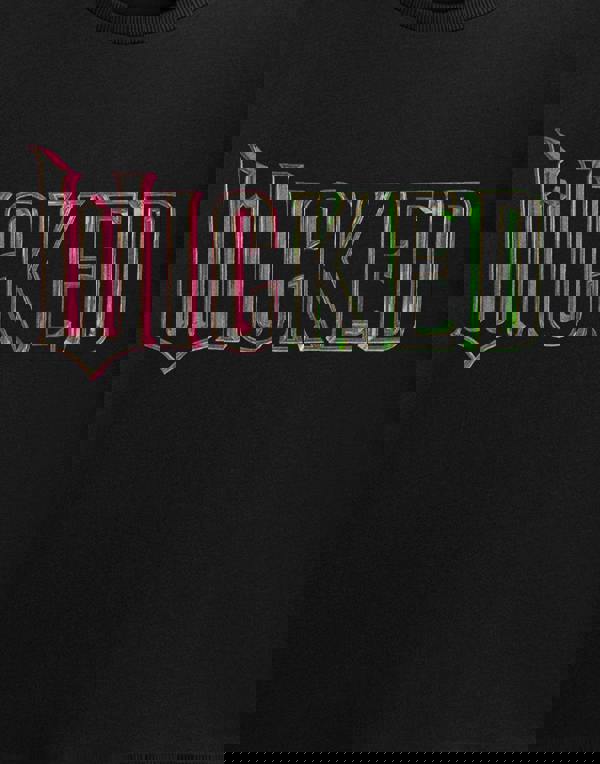 Wicked Womens Black Green Pink Logo Crop Cropped Short Sleeved T-Shirt