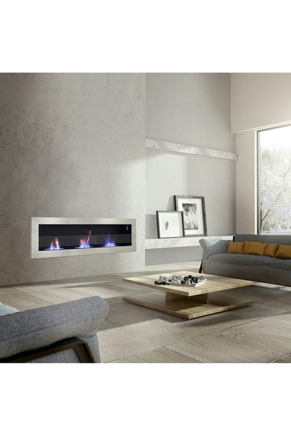Living and Home Recessed and Wall Mount Ethanol Fireplace, Adjustable Flame