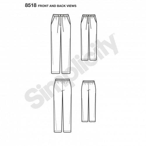 Simplicity Sewing Pattern 8518, Trousers, Pyjamas for Women, A (S - L / XS - XL) - Easy