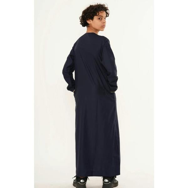 TT-007 - Boy's Emirati Omani Gold Embroidery Thobe - Navy - Thobez - 20