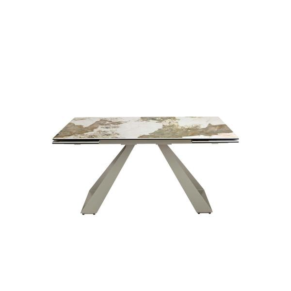Angel Cerdá Rectangular extending dining table in porcelain marble and taupe grey steel 1117