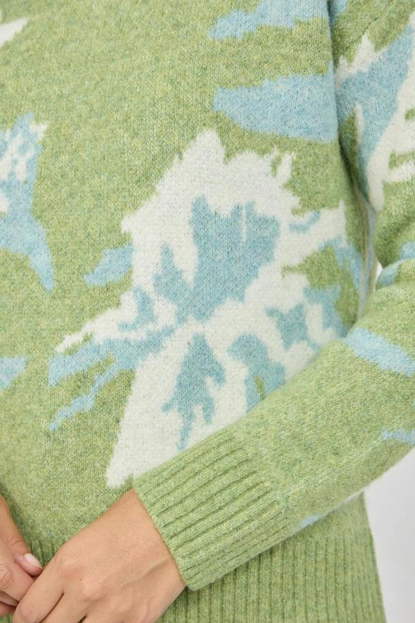 Mudflower Floral Jacquard Crew Neck Knit Jumper