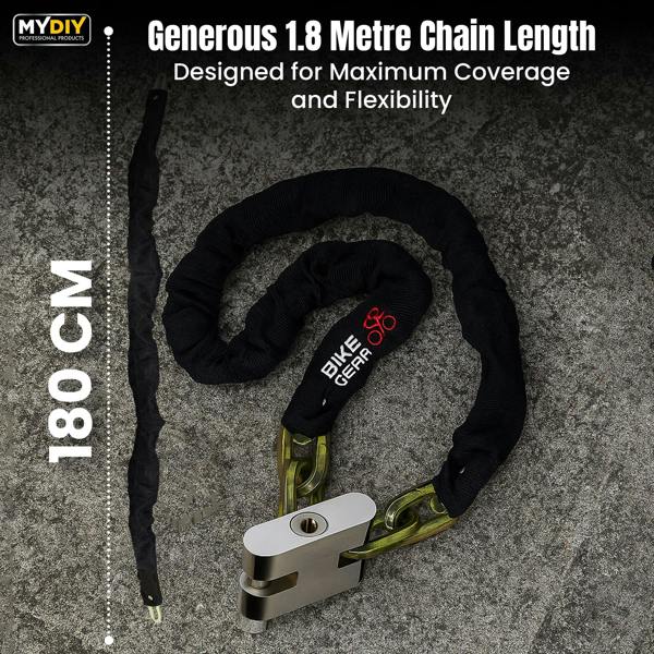 MY DIY PROFESSIONAL PRODUCTS Bike Chain Lock 1.8M Heavy Duty High Security Stainless Steel Anti Theft Lock for Bicycles, Motorbikes, Scooters 3 Keys