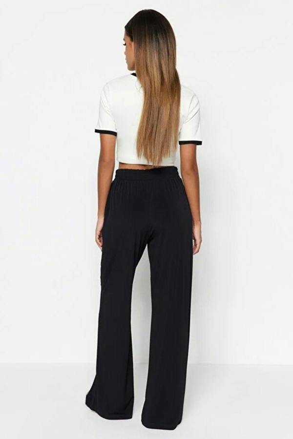 WOVCOR Relaxed Cut High Waist Flexible Trousers