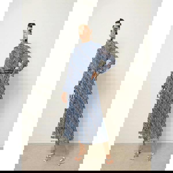 Blue Vanilla High Neck Bubble Print Dress