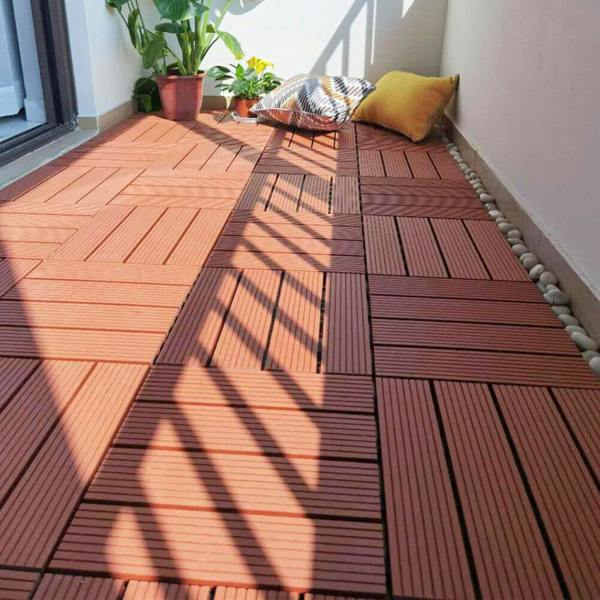 Gr8 Garden Gr8 Home 11 Pack WPC Stripe Composite Interlocking Decking Tiles – Outdoor Garden Flooring