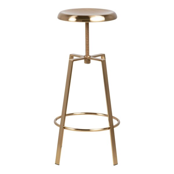 Wyld Haus Hobart Gold Brushed Steel Bar Stool With Adjustable Height