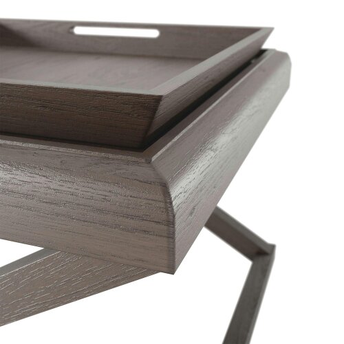 Wyld Haus Lucca Grey Aged Oak Cross Frame Tray Side Table