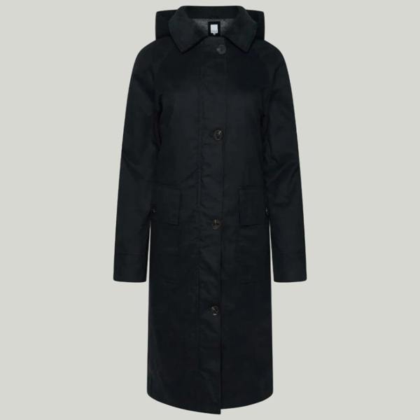 Elle Waxed Cotton Long Coat