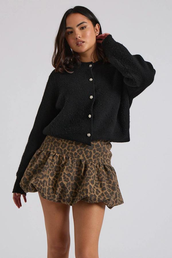Urban Bliss Leopard Bubble Mini Skirt