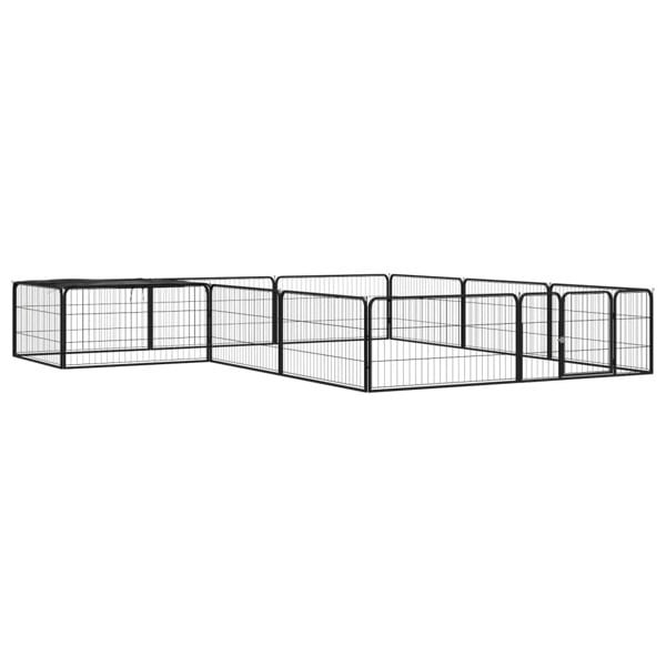 Berkfield 12-Panel Dog Playpen Black 100x50 cm Powder-coated Steel