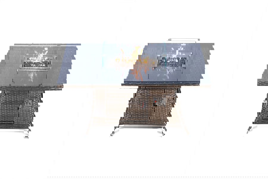 Giardino Arizona Fire Pit 6 Seater Rectangle Rattan Dining Set