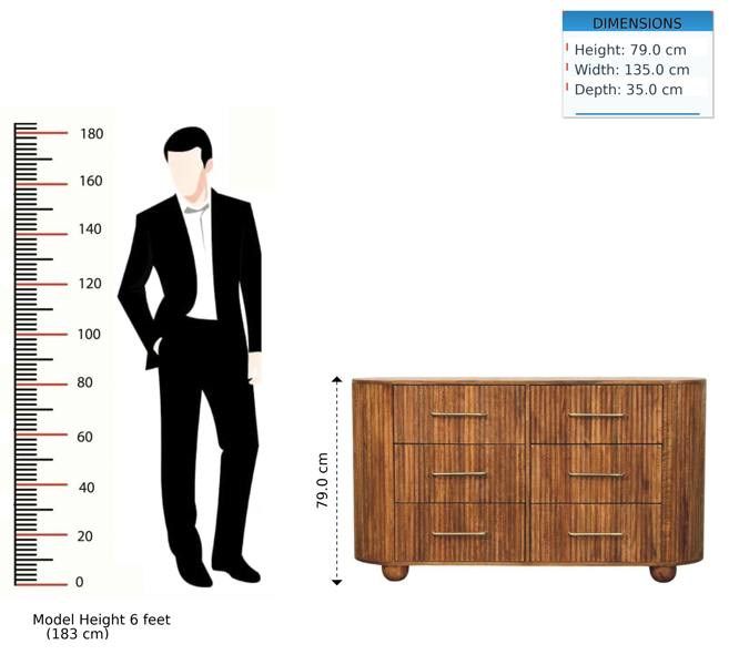 Artisan Furniture Solid Wood Ridgefront Chest – Amber Oak, 6 Drawers, Brown