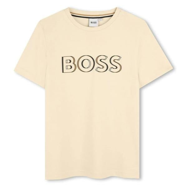 Boss Childrens/Kids Logo Printed Regular T-Shirt - Vanilla - 