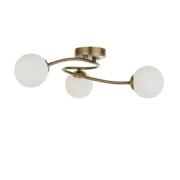 Pagazzi Lighting Jaymie 3-Light Antique Brass Semi-Flush Ceiling Light