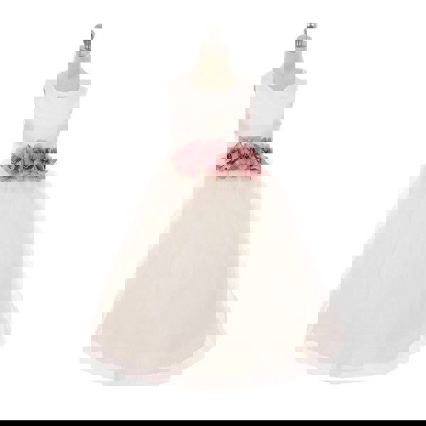 Flower Girl Dress with rose pink flowers