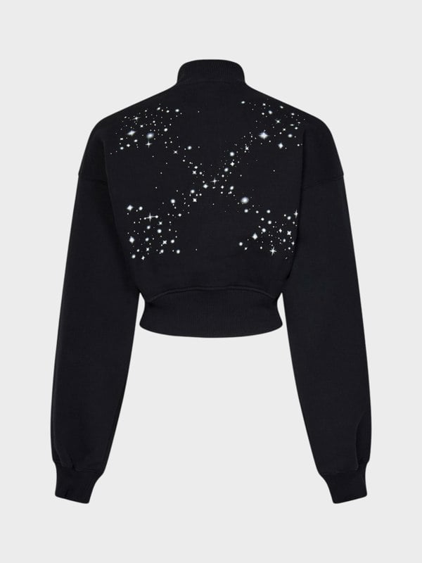 Off-White Bling Stars Arrow Cropped Zip Up Black