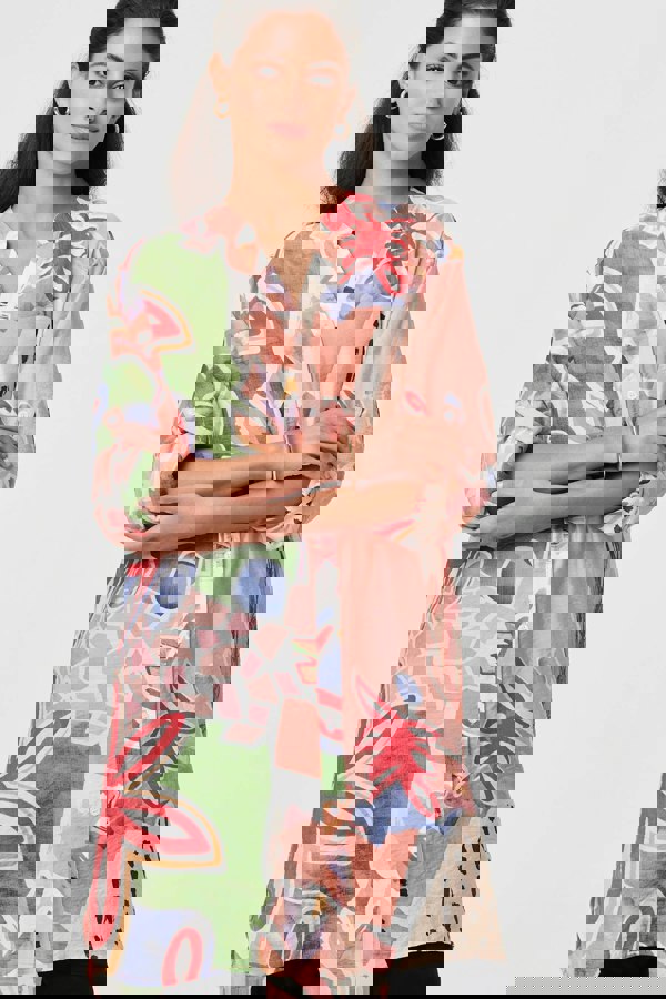 Pink | Abstract Longline Relaxed Shirt Dress
