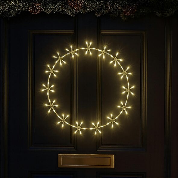 Scotts of Stow Xmas Haus  Warm White LED Metal Christmas Festive Wreath Ring