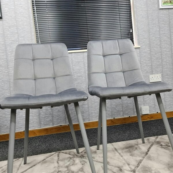 Kosy Koala Dining Chairs Set of 2 Grey Velvet Kitchen Chairs